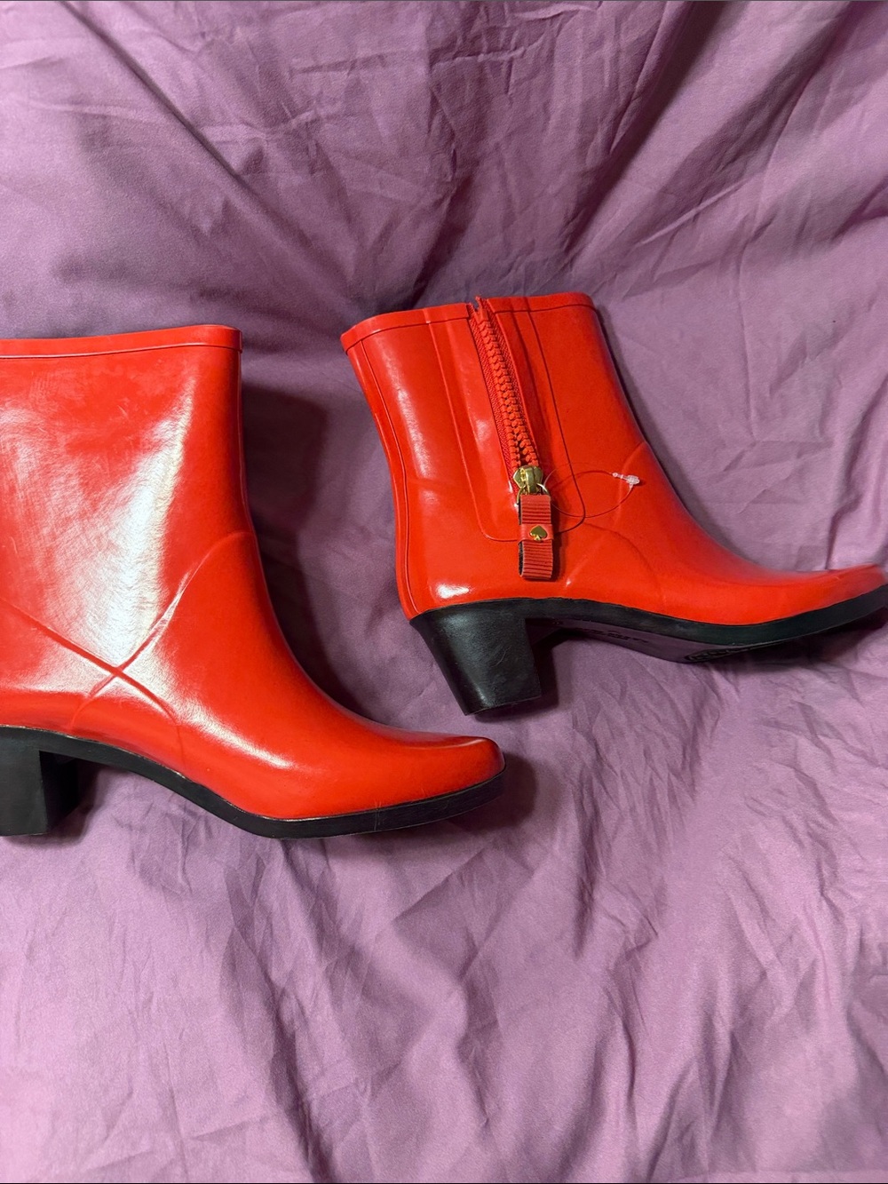 kate spade Red Patent Ankle Booties with Block Heel